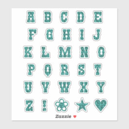 Western Theme Schriftart Aquamarin Paisley Alphabe Aufkleber