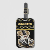 Western-Theme Violin Design in Gold Elegance Gepäckanhänger (Vorderseite Vertikal)