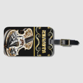 Western-Theme Violin Design in Gold Elegance Gepäckanhänger (Vorderseite (Horizontal))