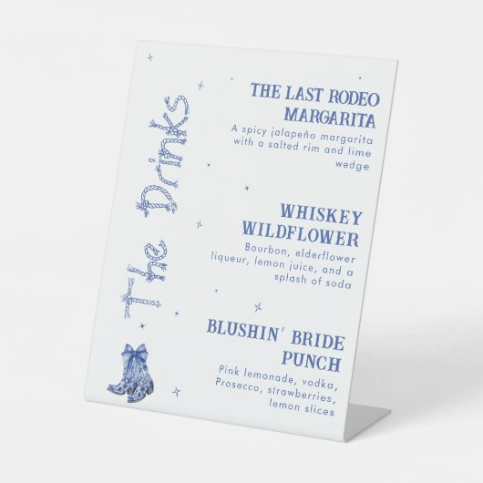 Western Themed Bachelorette Wochenende Party Drink Sockelschild (Vorderseite)