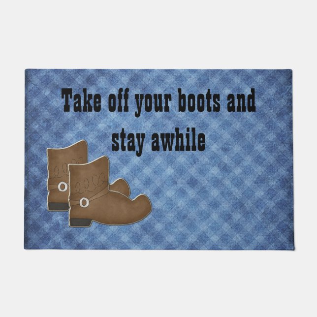 Western Themed Cowboy Boots Door Mat Fußmatte (Vorderseite)