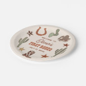 Western Themed First Rodeo Geburtstag Pappteller (Schrägansicht)