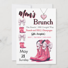 Western Themed Pink Bows and Boots Mama Day Einladung