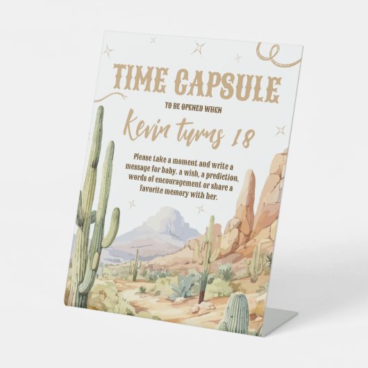 Western Time Capsule Birthday Sign Sockelschild (Vorderseite)