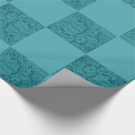 Western-Toolbar Leder Turquiose Block Print Geschenkpapier (Ecke)