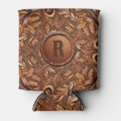 Western-Tooled Leather Print Custom Initial Dosenkühler (Vorderseite)