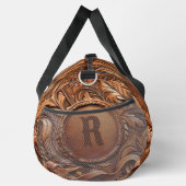 Western-Tooled Leather Print Custom Initial Duffle Bag (Rechts)