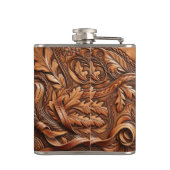 Western-Tooled Leather Print Custom Initial Flachmann (Rückseite)