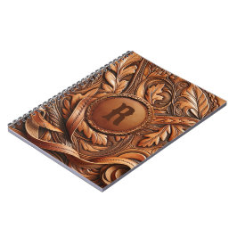 Western-Tooled Leather Print Custom Initial Notizblock