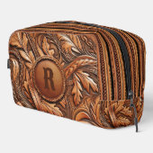Western-Tooled Leather Print Custom Initial Waschbeutel (Rechte Ecke)