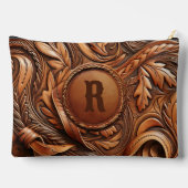 Western-Tooled Leather Print Custom Initial Zubehörtasche (Rückseite)