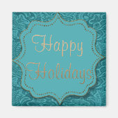 Western Tooled Leather Print Happy Holidays Magnet (Vorne)