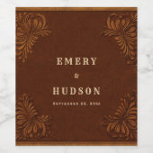 Western Tooled Rustic Terracotta Copper Wedding Weinetikett (Einzelnes Label)