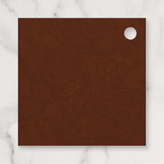 Western Tooled Rustic Terracotta Elegant Wedding Geschenkanhänger (Rückseite)