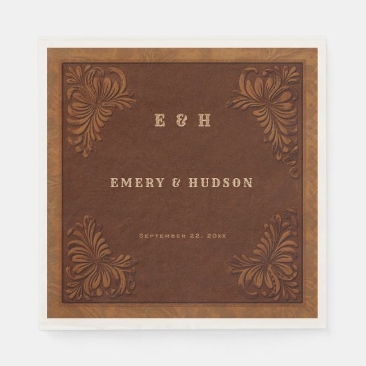 Western Tooled Rustic Terracotta Elegant Wedding Serviette (Vorderseite)