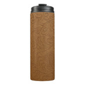 Western Tooled Suede Leather Print Thermal Tumbler Thermosbecher (Vorderseite)