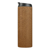 Western Tooled Suede Leather Print Thermal Tumbler Thermosbecher (Nach rechts gedreht)