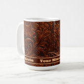 Western Toolted Leather Muster Personalisiert Kaffeetasse (Vorderseite Links)