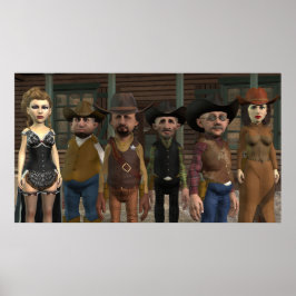 Western Townvolk - Grosses Farbposter Poster