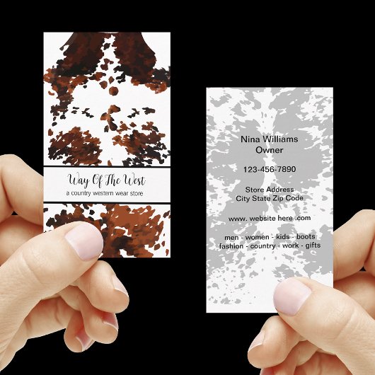 Western tragen Modekarten Visitenkarte