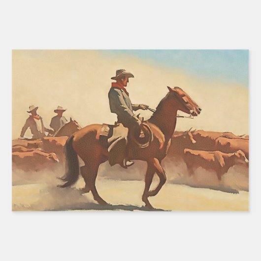 Western "Trail Herd" von Maynard Dixon Geschenkpapier Set (Vorderseite)