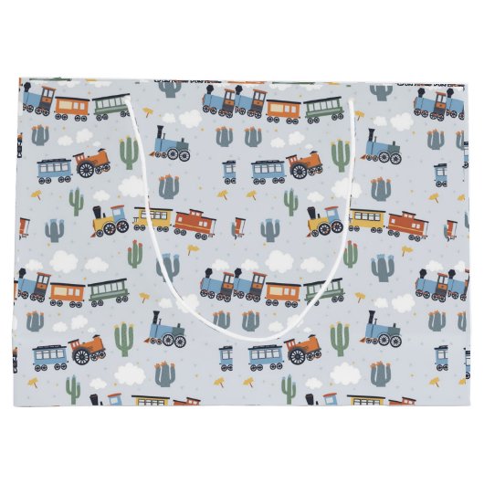 Western Train Adventure - Geschenktasche | Niedlic Große Geschenktüte (Rückseite)
