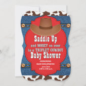 Western Triplet Cowboys Kinderdusche Einladung (Vorderseite)