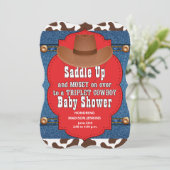 Western Triplet Cowboys Kinderdusche Einladung (Stehend Vorderseite)