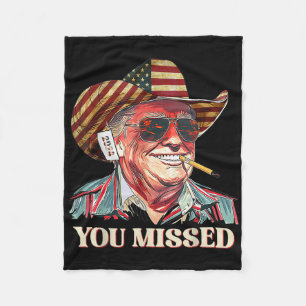 Western Trump Cowboy You Missed American Flag Cowb Fleecedecke