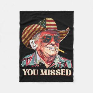 Western Trump Cowboy You Missed American Flag Cowb Fleecedecke