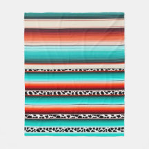 Western Türkis Terracotta Streifen Kuh drucken