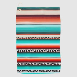 Western Türkis Terracotta Streifen Kuh drucken Golfhandtuch