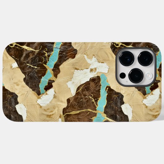 Western Türkis und Lederstil Frauen Case-Mate iPhone Hülle (Rückseite (Horizontal))