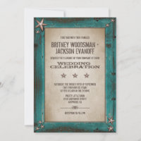 Western Turquoise Barnholz Hochzeit Einladungen