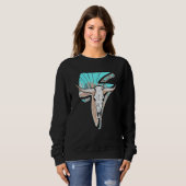 Western Turquoise Rodeo Queen Lightning Kuh Skull Sweatshirt (Vorne ganz)