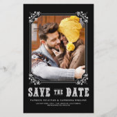 Western Typografie Foto Save the Date schwarz (Vorderseite)