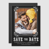 Western Typography Photo Frame Save the Date Magneteinladung (Vorne/Hinten)