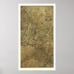 Western u. atlantische Eisenbahn-Karte 1887 Poster