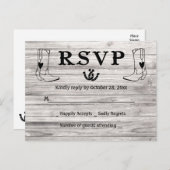 Western UAWG Country Wedding Cowboy Boots Wood Einladungspostkarte (Vorne/Hinten)