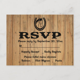 Western UAWG Wedding Horse Brown Wood Country Einladungspostkarte