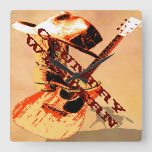 Western-Uhr Quadratische Wanduhr