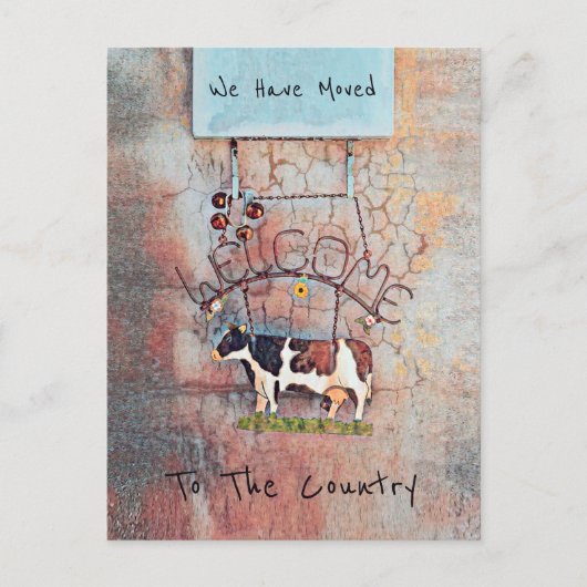 Western-Umzugskarte für Kuh rustikal Postkarte (Vorderseite)