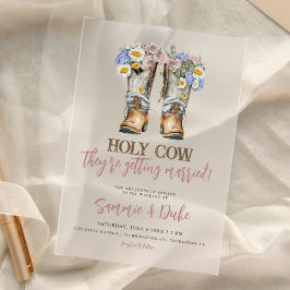 Western und Country Blume Boots Rustikale Hochzeit Acryleinladungen