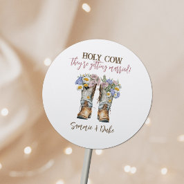 Western und Country Blume Boots Rustikale Hochzeit Runder Aufkleber