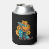 Western- und Cowboystiefel mit Sonnenblumen Dosenkühler (Kanne Vorderseite)