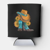 Western- und Cowboystiefel mit Sonnenblumen Dosenkühler (Vorderseite)