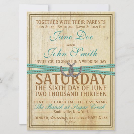 Western-und Holz-Hochzeits-Einladung Einladung (Vorderseite)