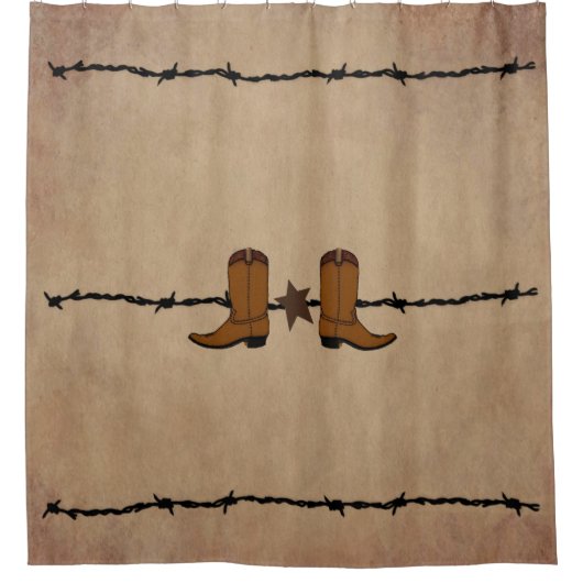 Western- und Stacheldraht Duschvorhang (Vorderseite)