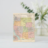 Western United Staaten Vintag Map Postkarte (Stehend Vorderseite)