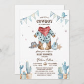 Western Unsere kleine Cowboy Rodeo Kinderdusche Einladung (Vorne/Hinten)